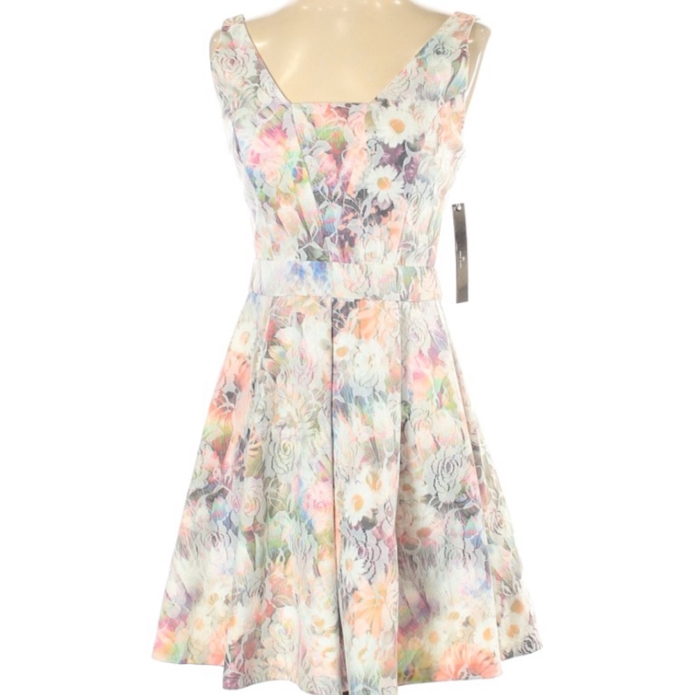 NWT aqua spring dress patterned floral and lace